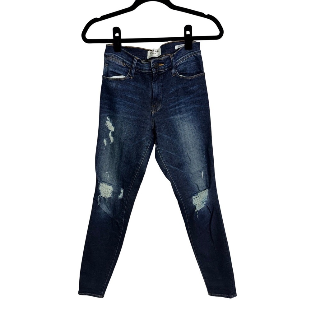 Frame Denim Le High Skinny Distressed Blue Skinny Jeans Model Y2K Grunge Size 25